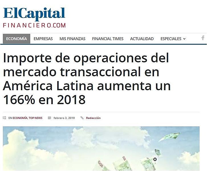 Importe de operaciones del mercado transaccional en Amrica Latina aumenta un 166% en 2018